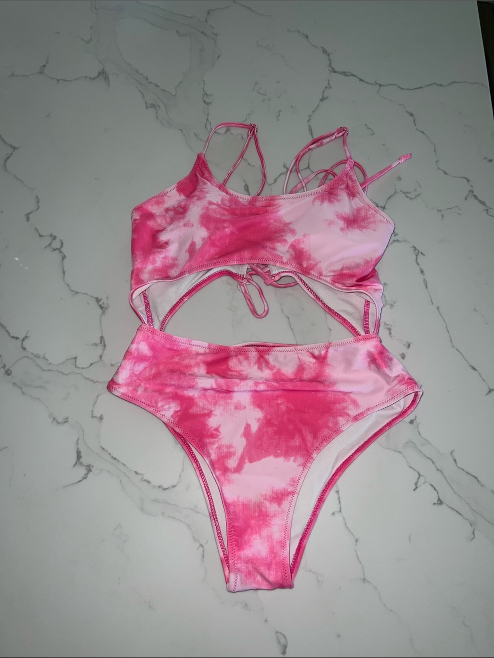 Celebrity Pink Tie-Dye Pink Cutout One-Piece Swimsuit
